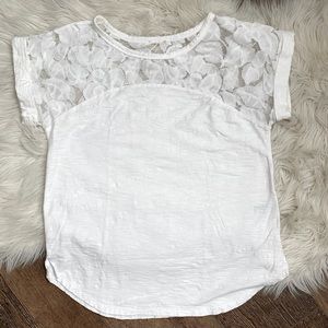 Target White Lace Accent Short Sleeve Top